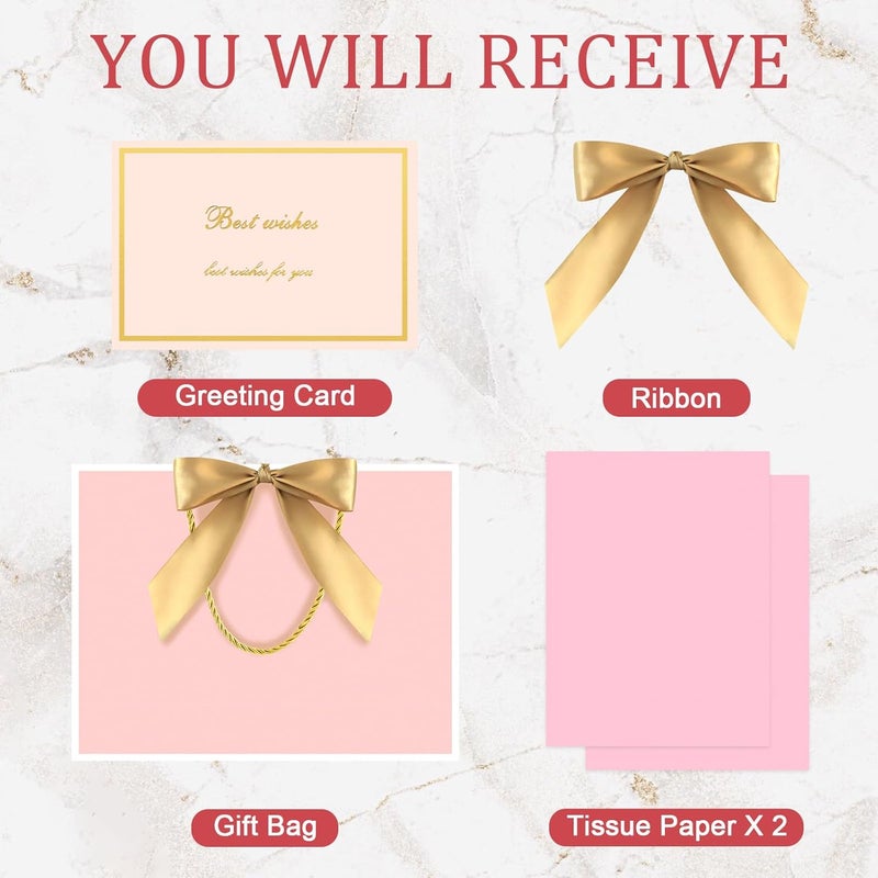 JMANNI Gift Bags, 1PCS Gift Bags Large with Ribbon and 1 Greeting Cards 2 Tissue Paper, Portable Paper Gift Bag with Handles, Birthday Gift Bags,Present Bags for Wedding Party Mothers Day - Image 3